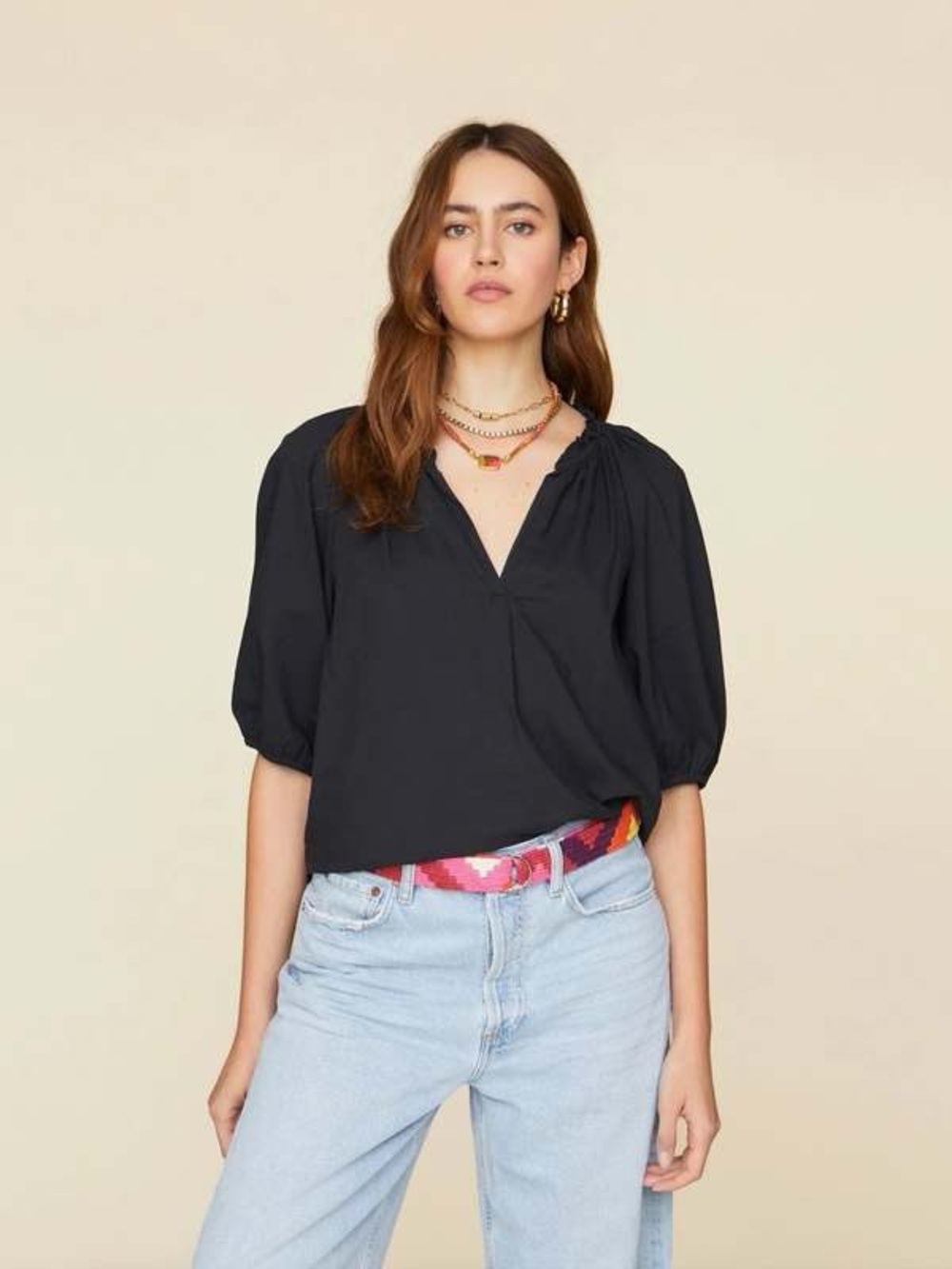 Xirena Black Puff Sleeves Jules Top Size Medium
